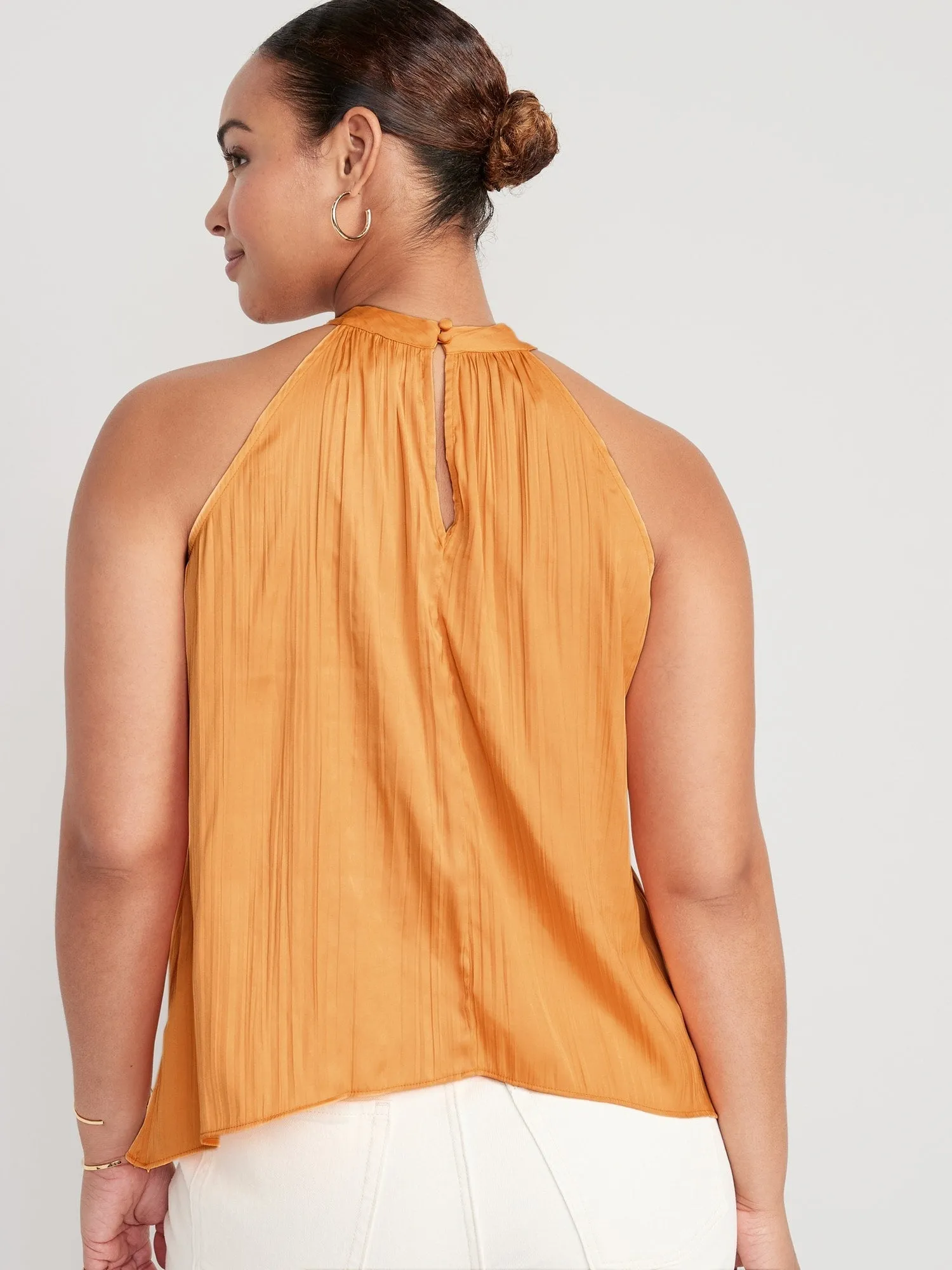 Sleeveless Satin Twist-Front Top for Women
