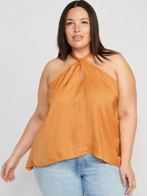 Sleeveless Satin Twist-Front Top for Women