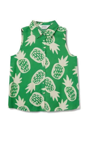 Sleeveless Shirt With Ananas Print