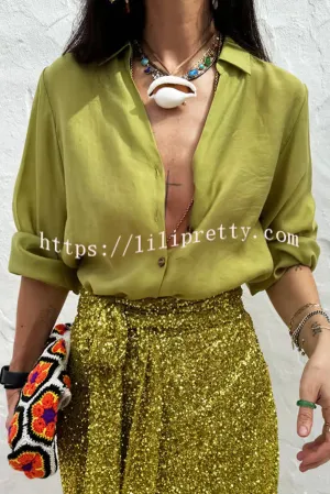 Solid Color Loose Long Sleeve Casual Shirt Top