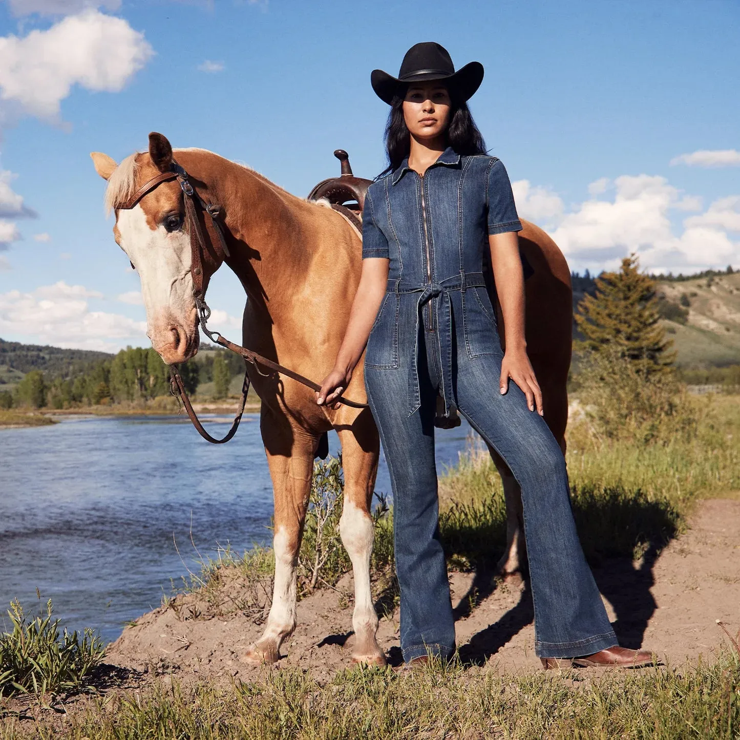 Stetson Womens Stretchy Denim Jumpsuit