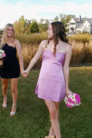 Strapless Lilac A-line Mini Dress