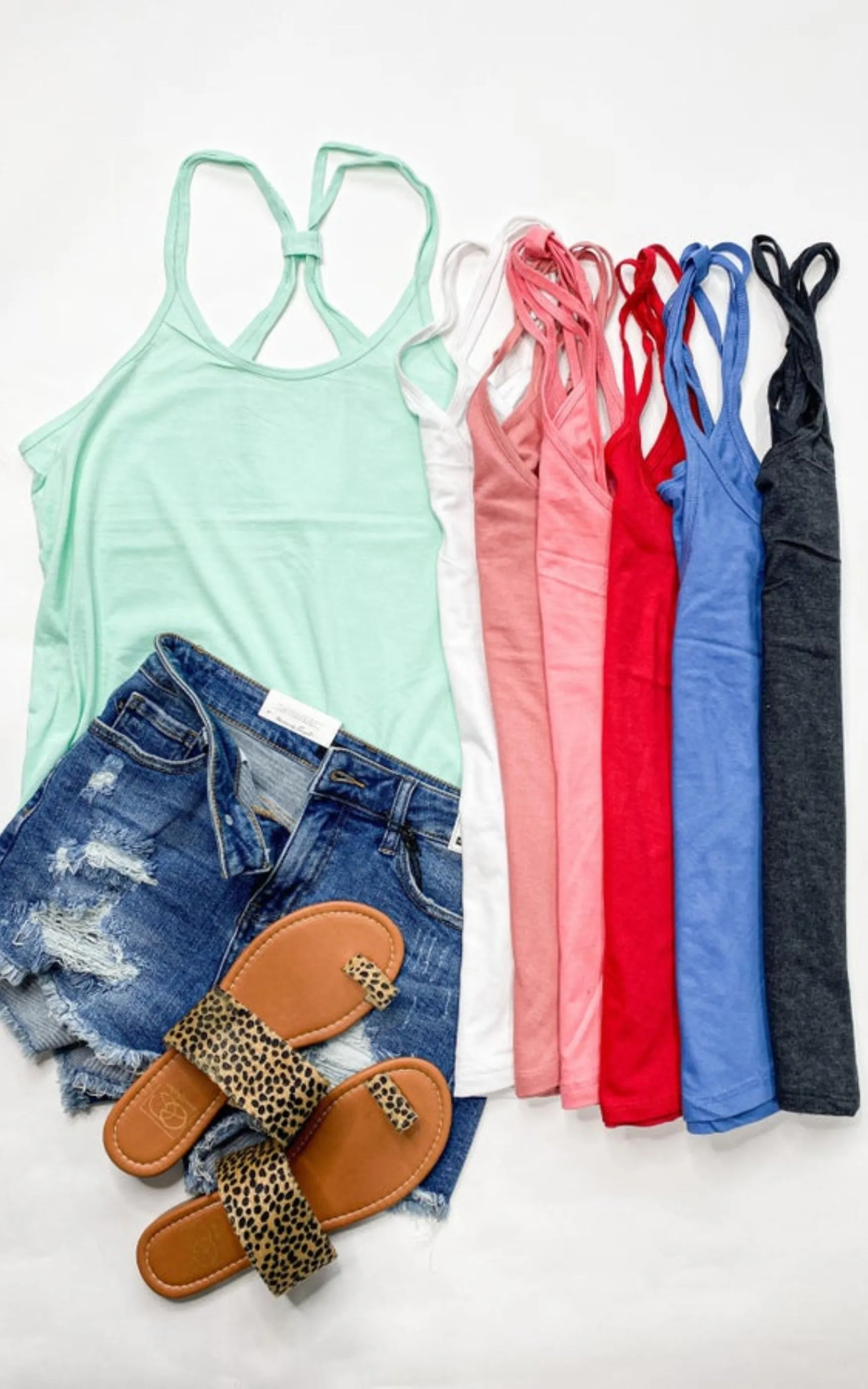 Strappy Tank Top w/ T-Back - Final Sale**