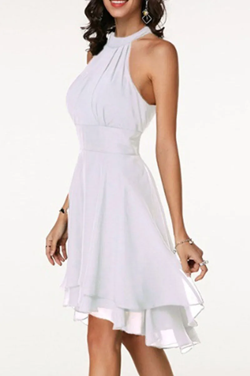 Street Solid Halter A Line Dresses(7 Colors)