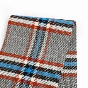 Stretch Poly / Cotton Check Suiting - Russet / Blue