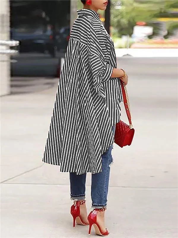 Stripe High-Low Shirt