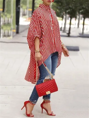 Stripe High-Low Shirt