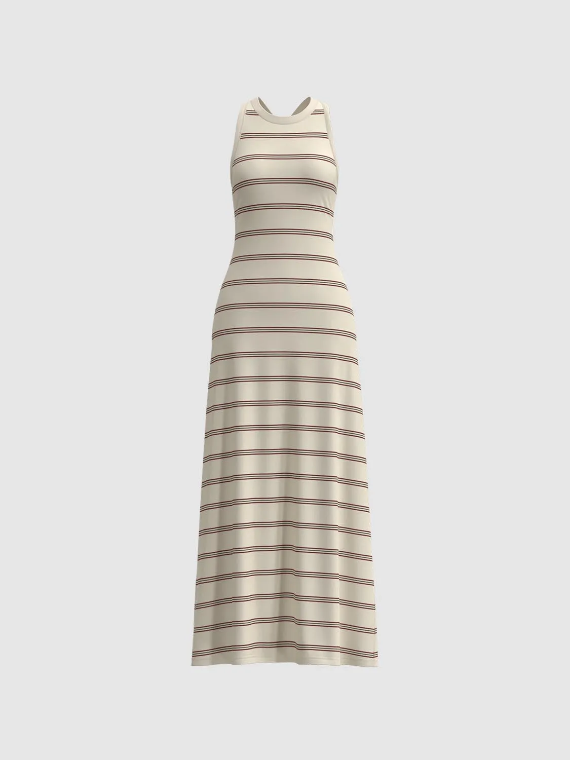 Striped Sleeveless A-Line Dresses