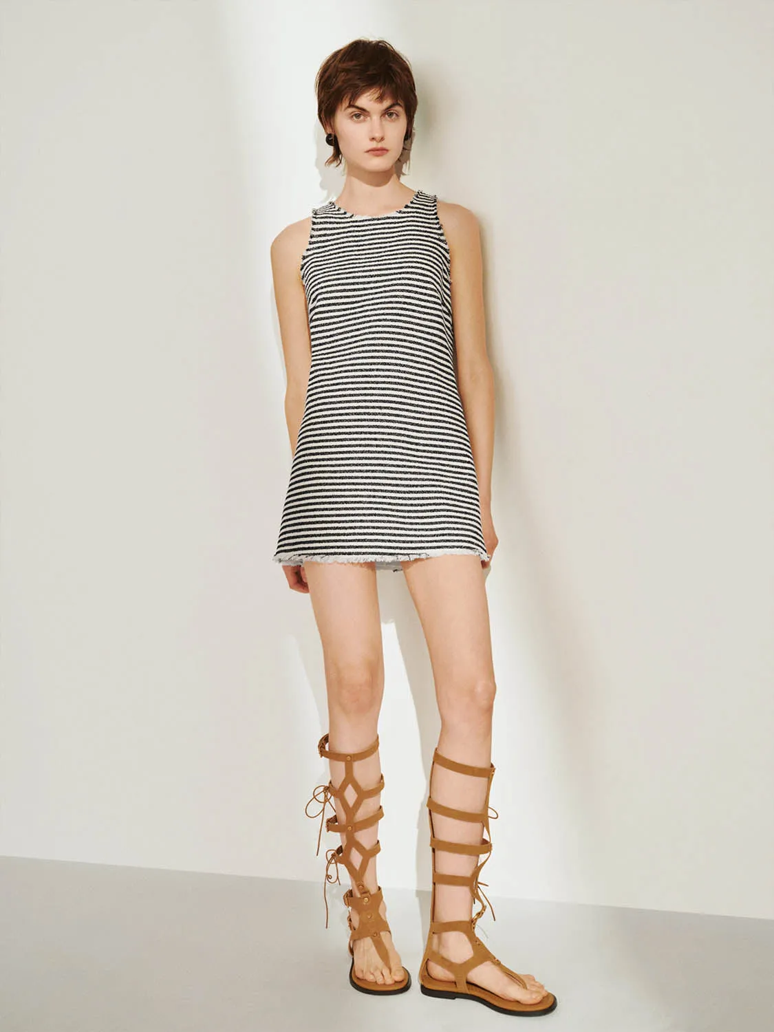 Striped Sleeveless A-Line Dresses