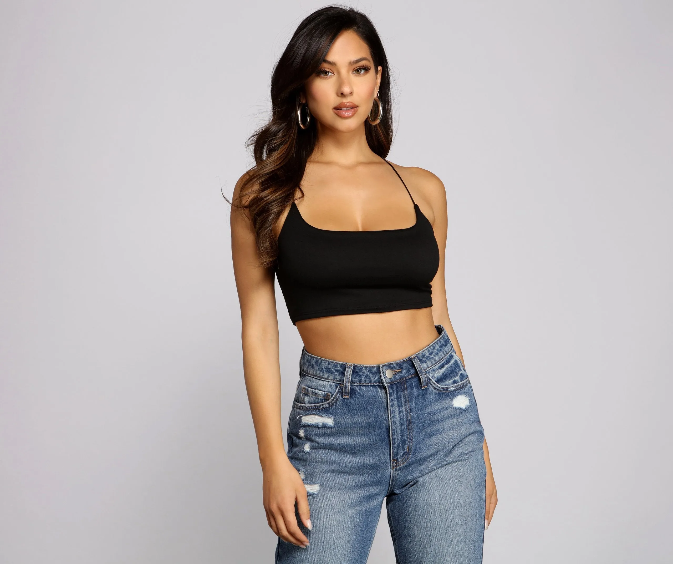 Stylish Straps Knit Crop Top