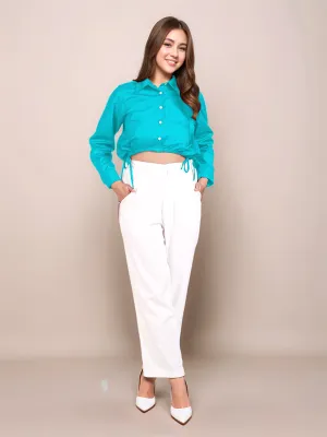 Teal Solid Full Sleeves Shirt