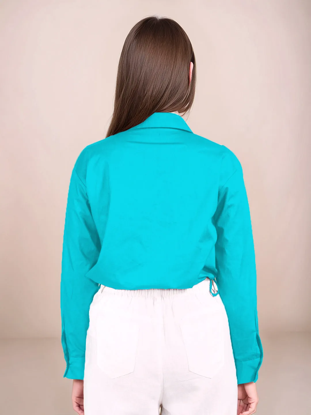 Teal Solid Full Sleeves Shirt
