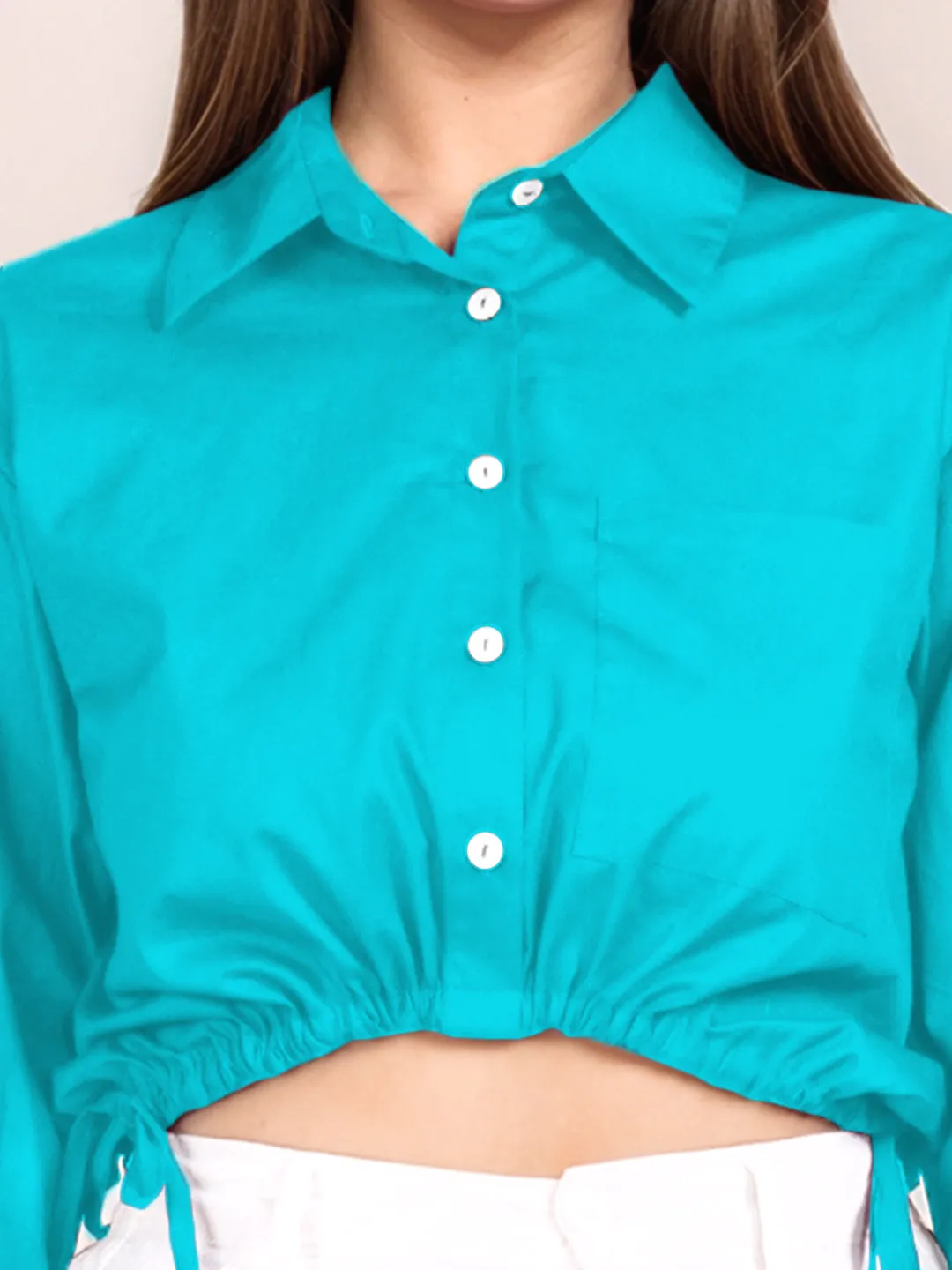 Teal Solid Full Sleeves Shirt