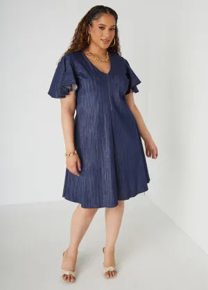 Textured Denim A Line Dress