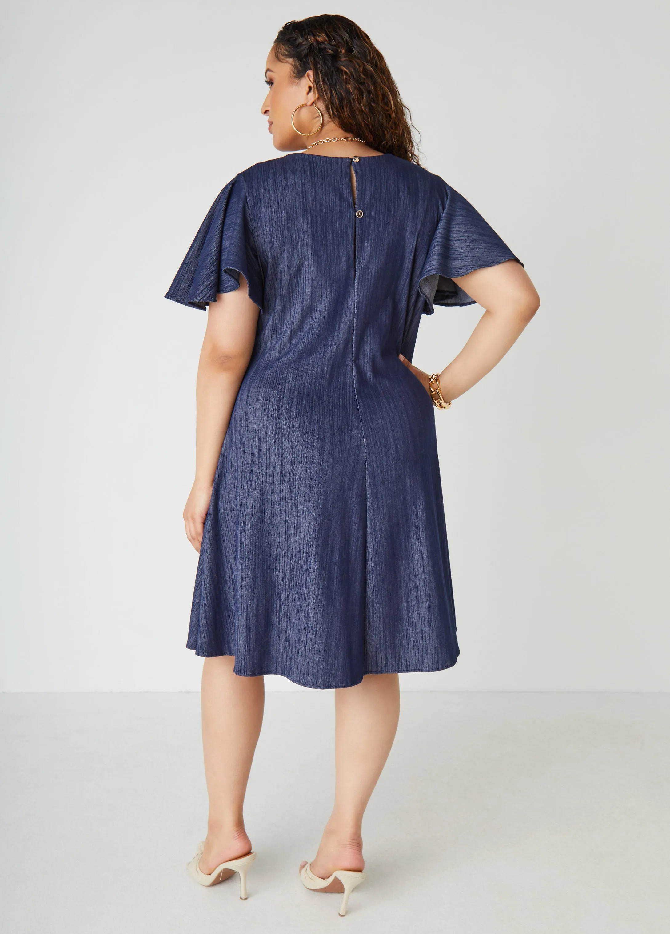 Textured Denim A Line Dress