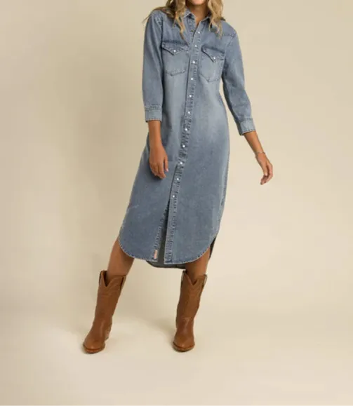 The Annie Pearl Snap Shirt Dress