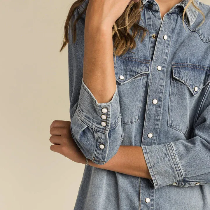 The Annie Pearl Snap Shirt Dress