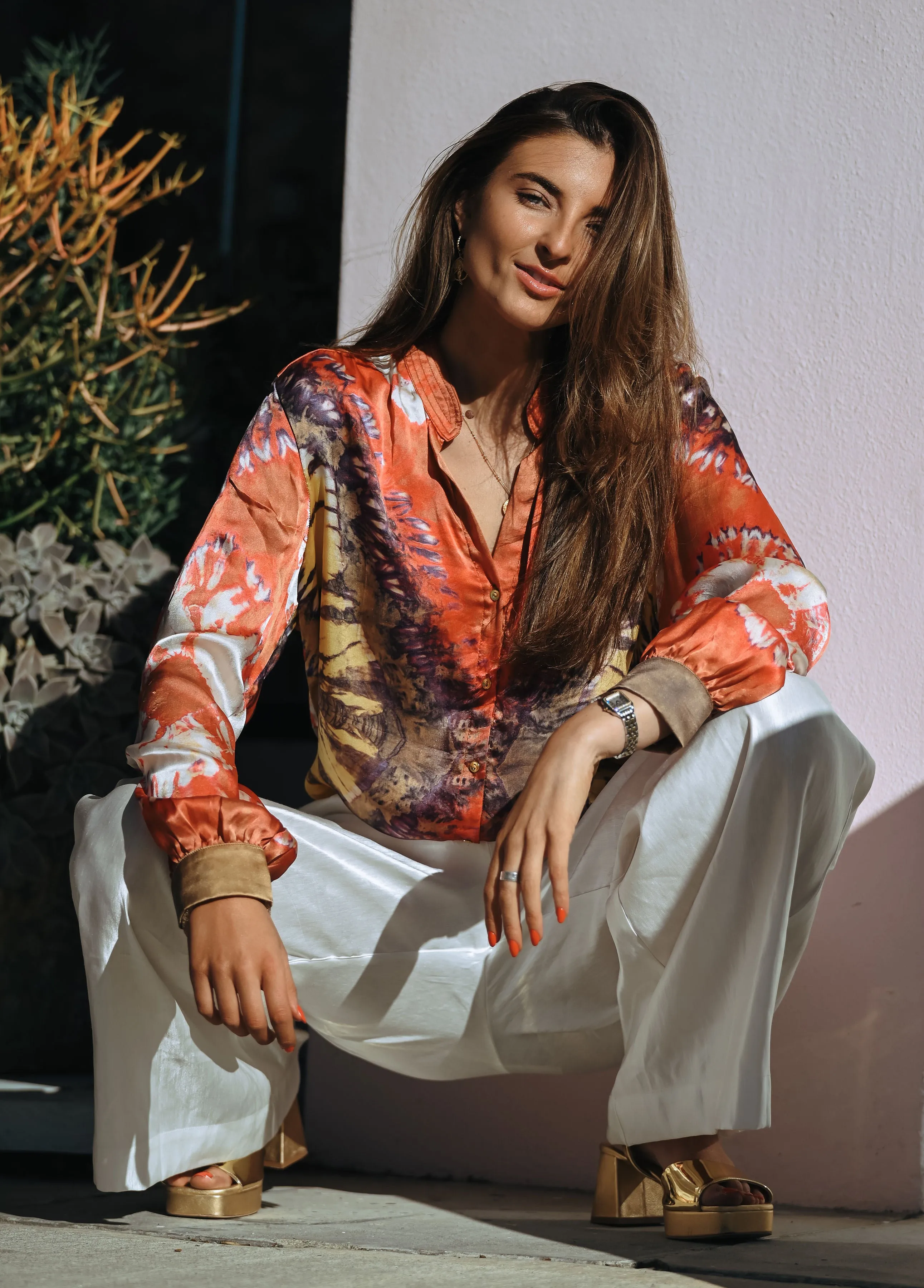The Havana Silk Blouse in Santa Fe