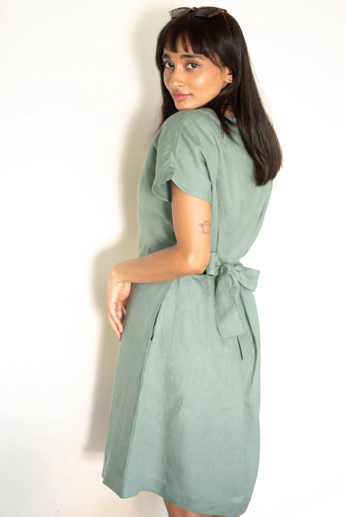 The Linen V Neck Shift Dress