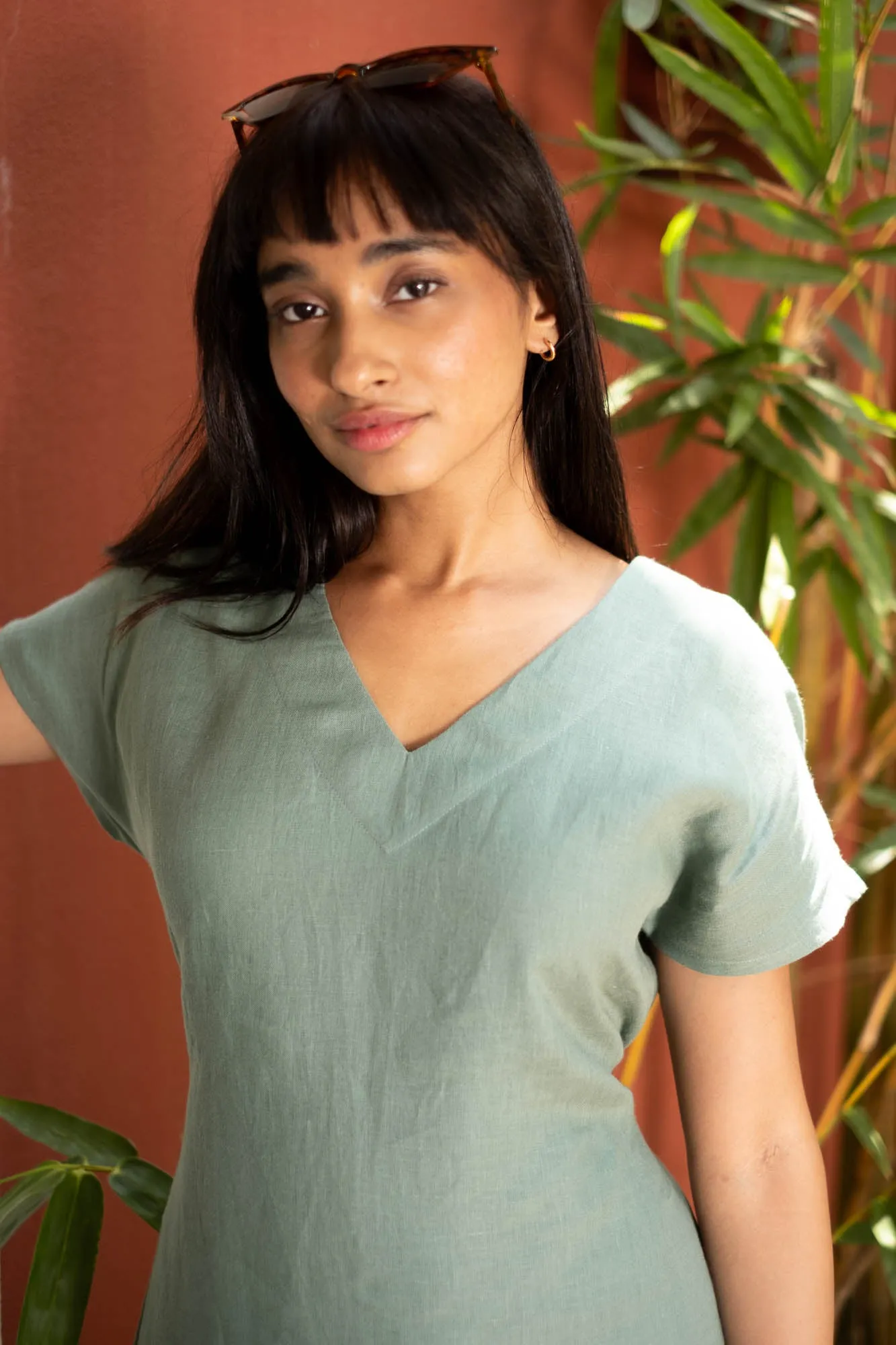 The Linen V Neck Shift Dress