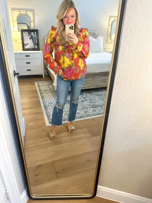 THML Bold Fuchsia Floral Top