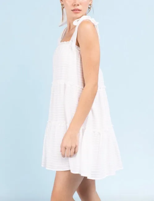 Tie Strap Textured Shift Mini Dress