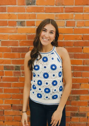 Tribal Crochet Halter Sweater Tank