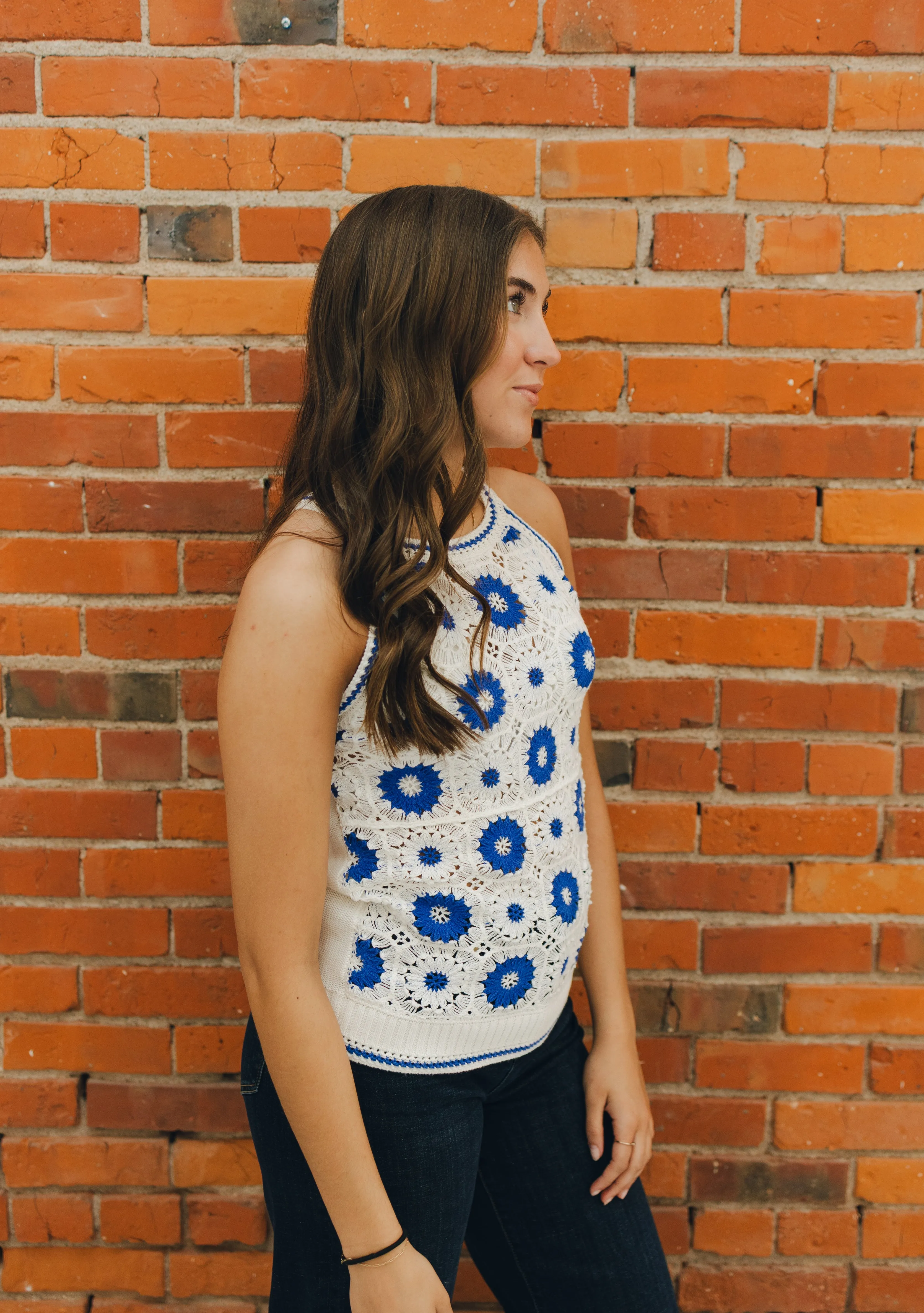 Tribal Crochet Halter Sweater Tank
