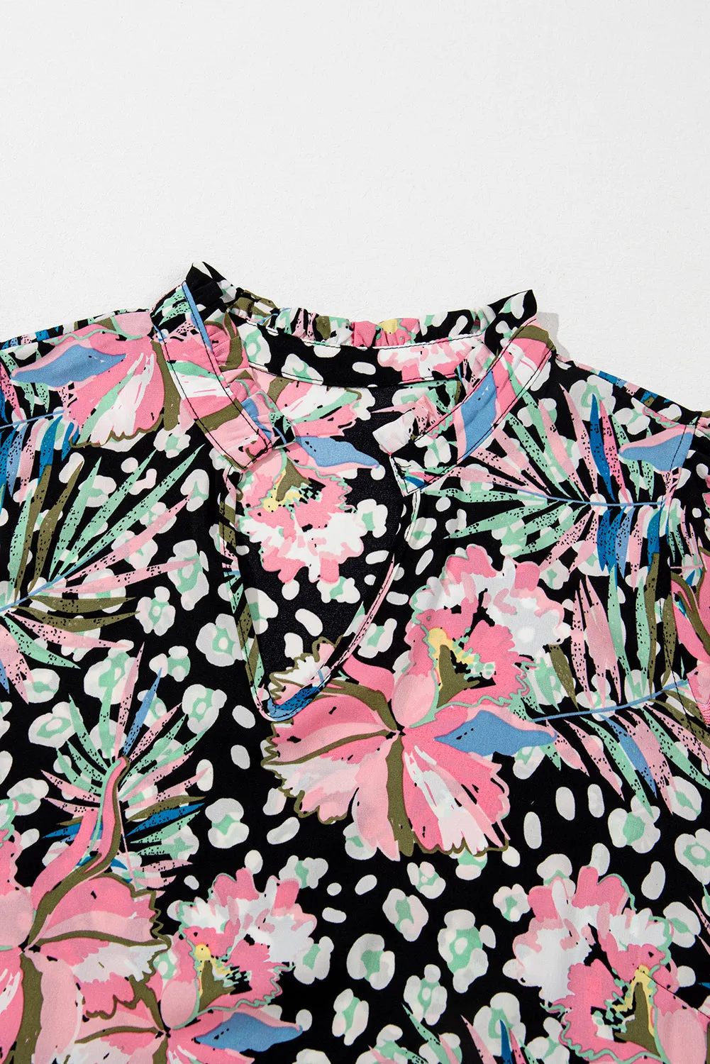 Trim Flared Plus Size Floral Dress