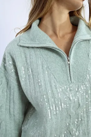 TRUCKER COLLAR CROPPED SWEATER