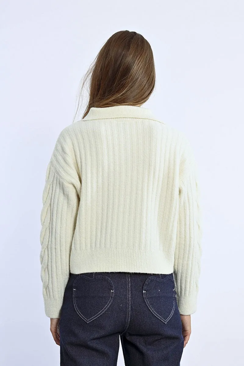 TRUCKER COLLAR CROPPED SWEATER