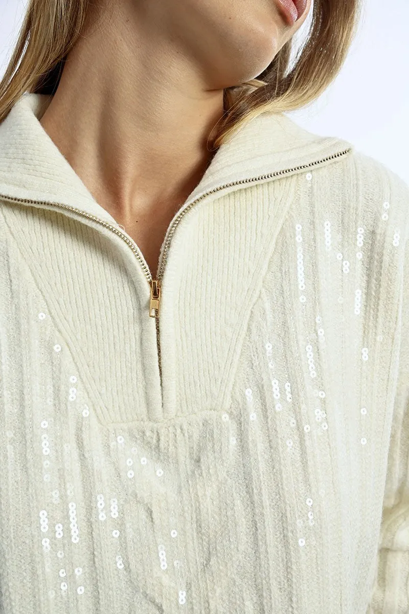 TRUCKER COLLAR CROPPED SWEATER