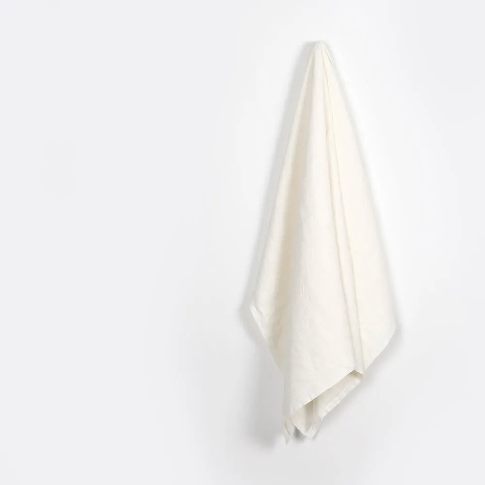 Tumbled Heavyweight Basketweave Linen - Ivory (remnant)