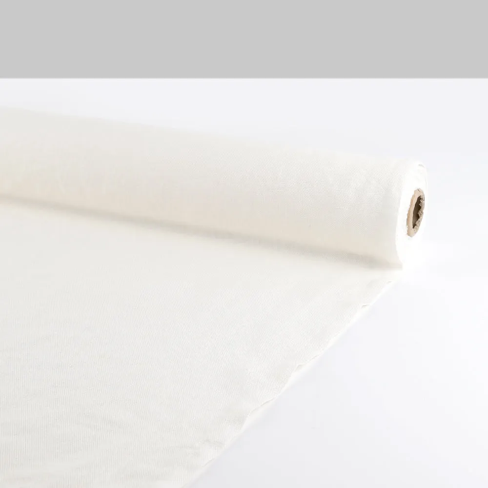Tumbled Heavyweight Basketweave Linen - Ivory (remnant)