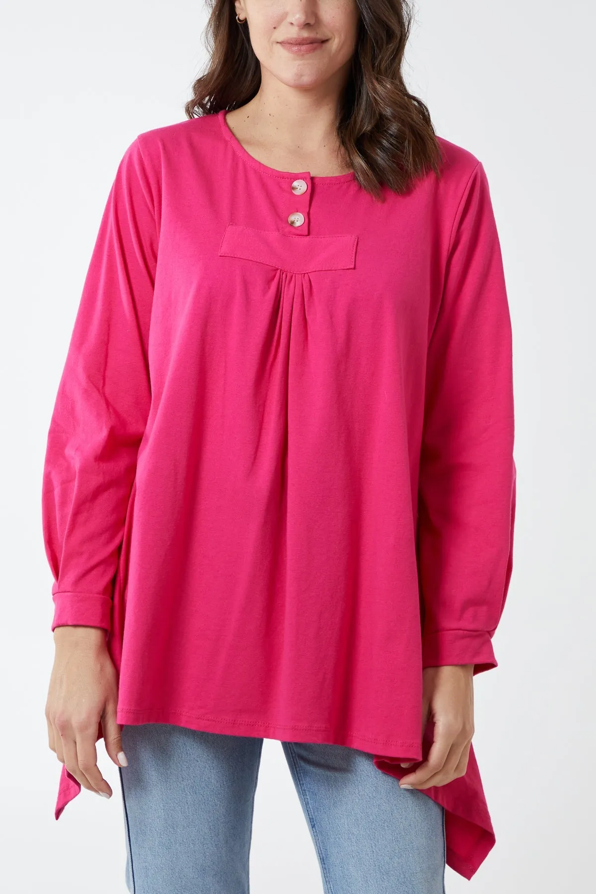 Two Tortoiseshell Button Smock Top