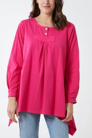 Two Tortoiseshell Button Smock Top