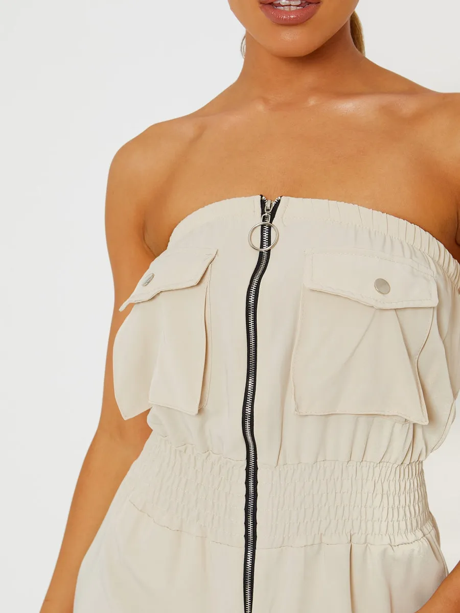 Utility Cargo Bandeau Jumpsuit