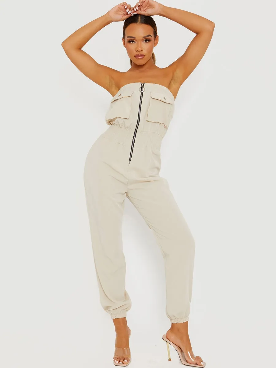 Utility Cargo Bandeau Jumpsuit