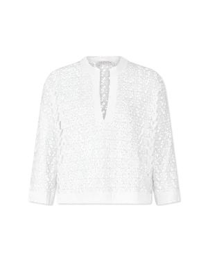 V Pattern Lace Long Sleeve Top