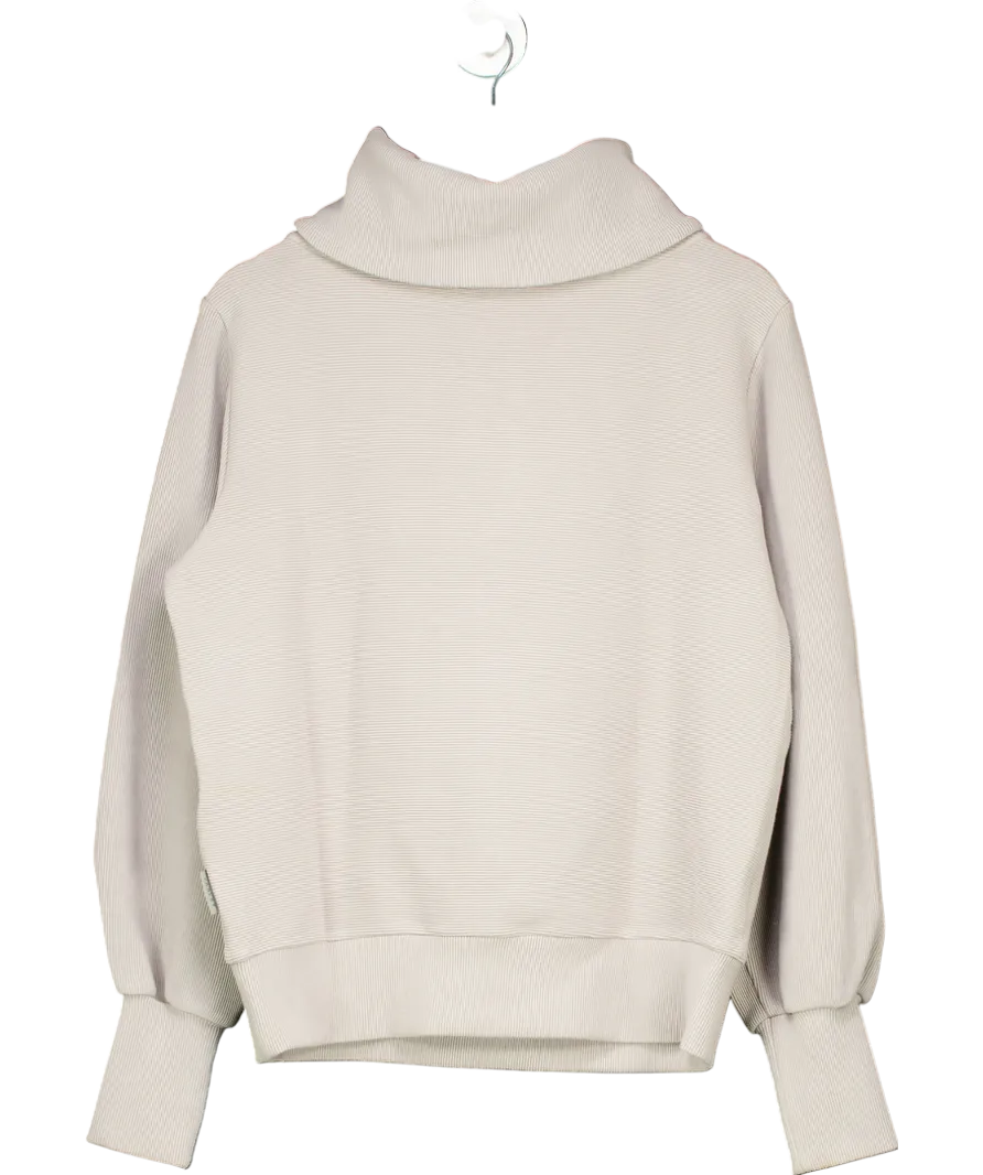 Varley Grey Vine Ribbed Jersey 1/2 Knit Sweatshirt UK S