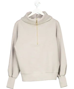 Varley Grey Vine Ribbed Jersey 1/2 Knit Sweatshirt UK S
