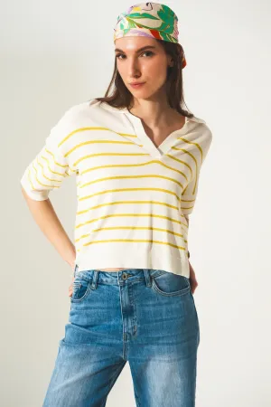 Vintage 70s stripe green polo neck jumper