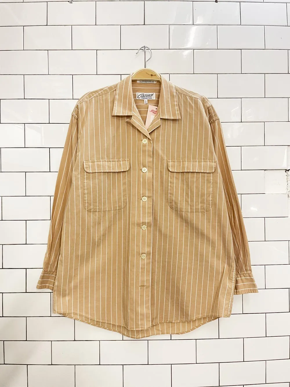 vintage 90s casual connection neutral stripe shirt