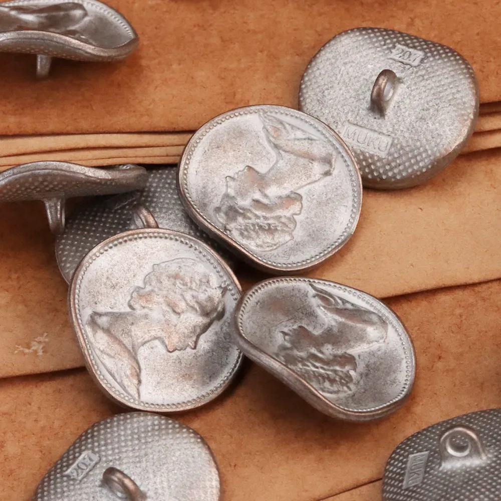 Vintage Beauty Inclined Metal Sewing Shank Buttons 18 Pack