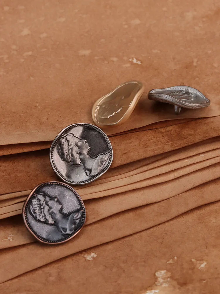 Vintage Beauty Inclined Metal Sewing Shank Buttons 18 Pack