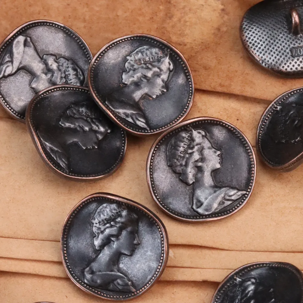 Vintage Beauty Inclined Metal Sewing Shank Buttons 18 Pack