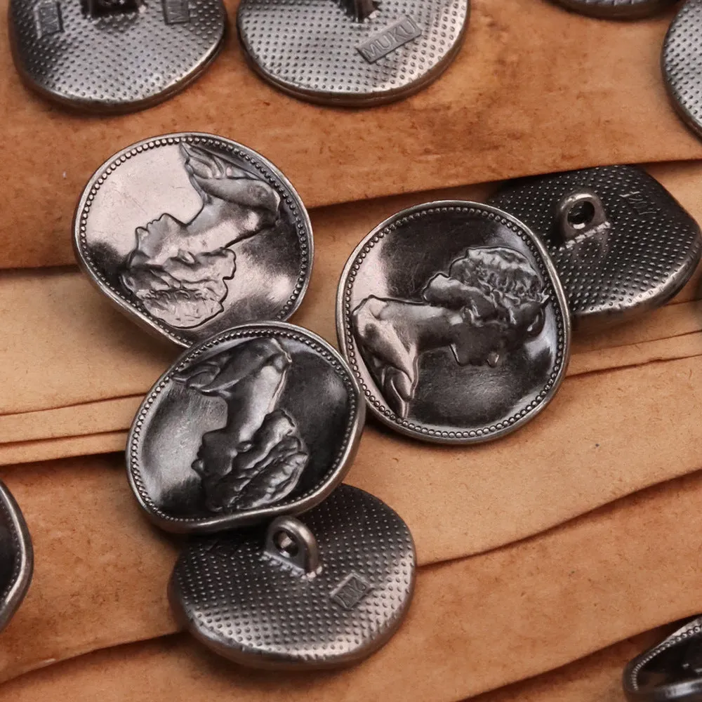 Vintage Beauty Inclined Metal Sewing Shank Buttons 18 Pack