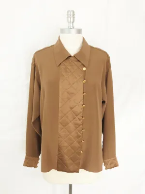 Vintage Chanel Quilted Accent Blouse Size 38 Fr (S / 6 Us)