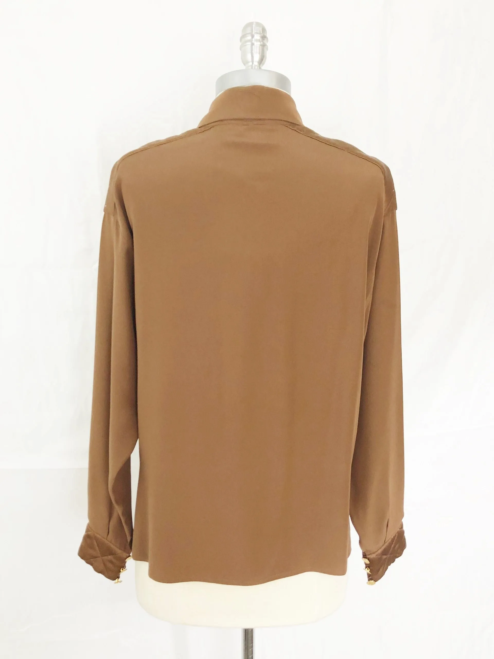 Vintage Chanel Quilted Accent Blouse Size 38 Fr (S / 6 Us)