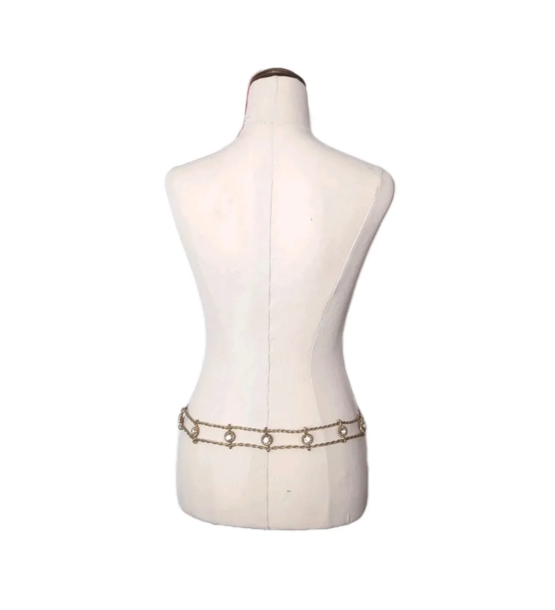 Vintage Gold rope chain belt with crystal flower centrerpiece